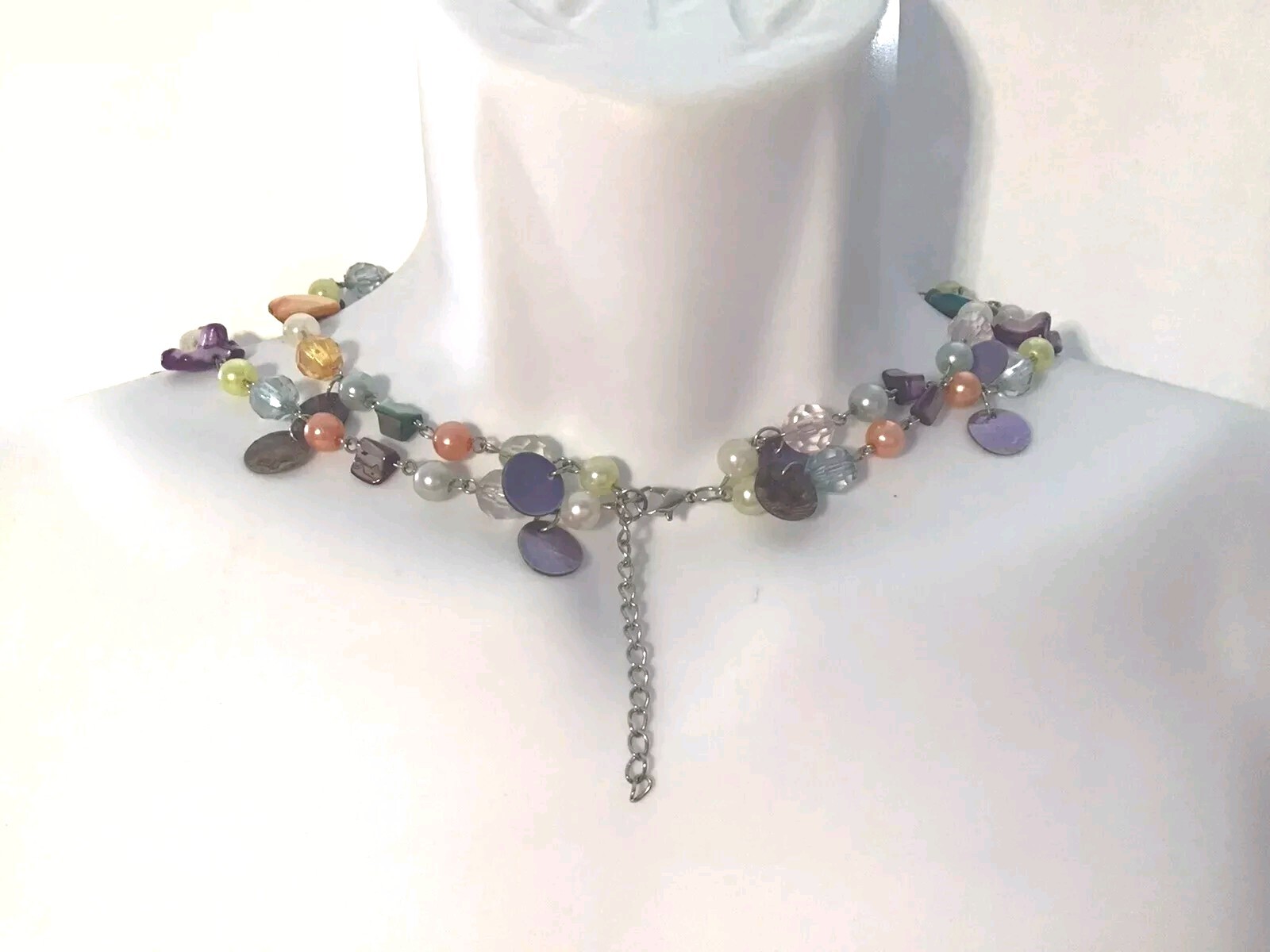 Mother Of Pearl Necklace Double or Single Strand Multi Color Pastels Vintage