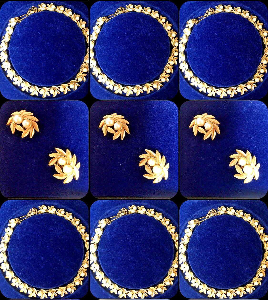 1971 VTG Avon Evening Creation Flower Simulated Pearl Necklace Earrings Box Set