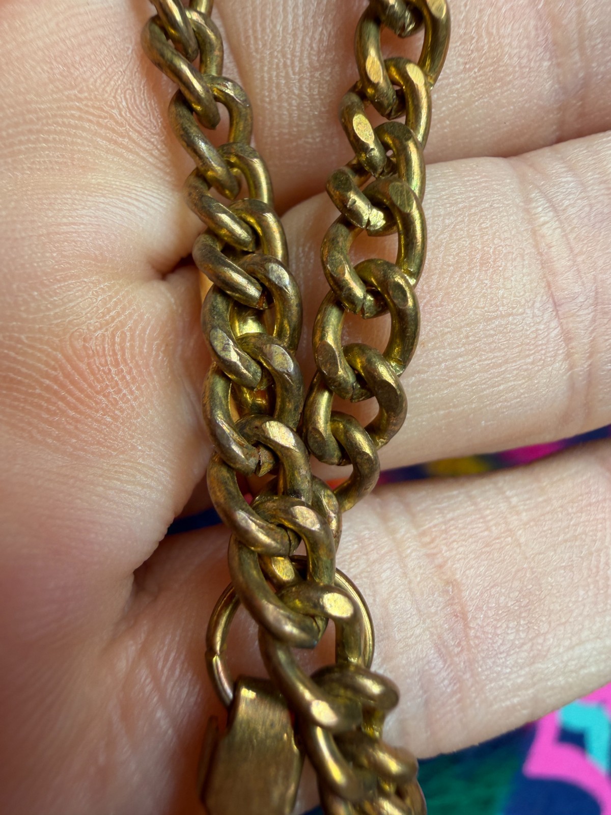 Vintage Bracelet Sweetheart Chain Brass? 7 Inches Lightweight