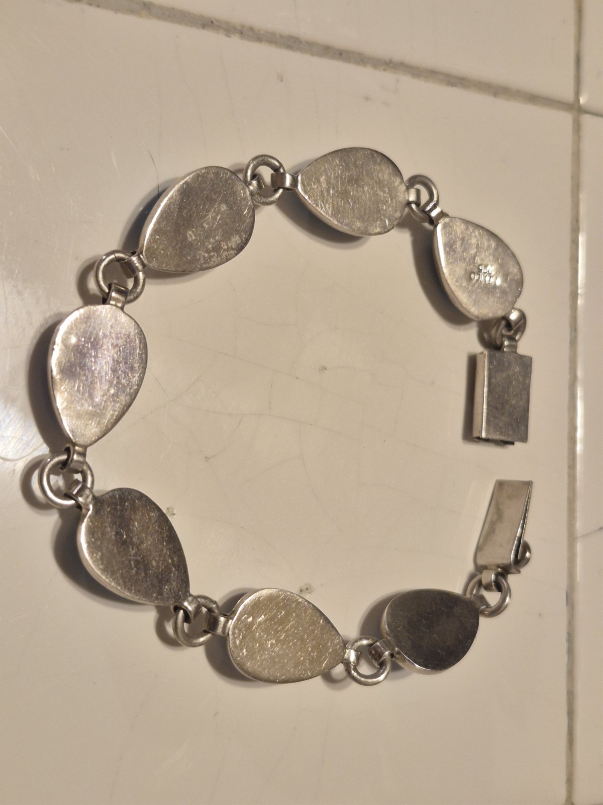 Vintage Sterling Silver 925 Faux Turquoise 7 3/4″ Bracelet Mexico…29 Grams