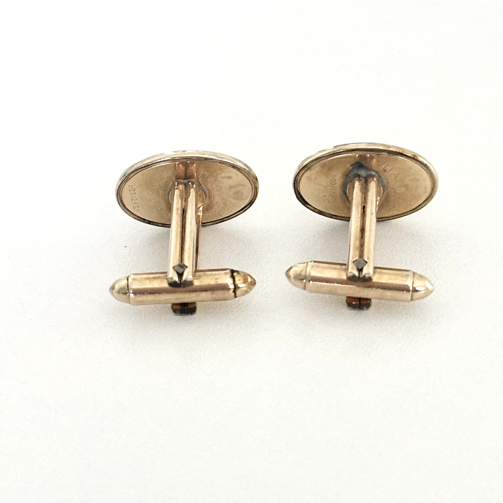 Vintage Hadley USA 12K Yellow Gold Filled Oval Bullet Back Cufflinks