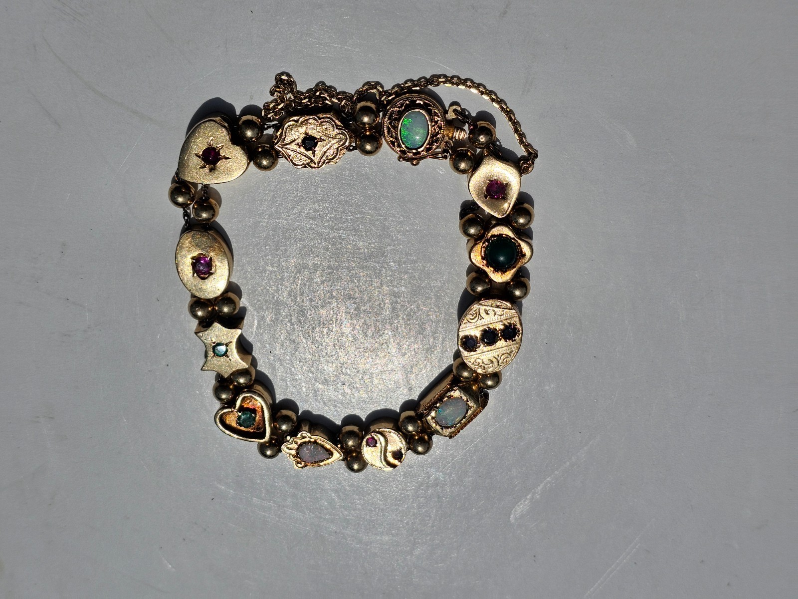 Antique Victorian 14K Gold Slide Bracelet 11 Charms 28g GIA Appraised