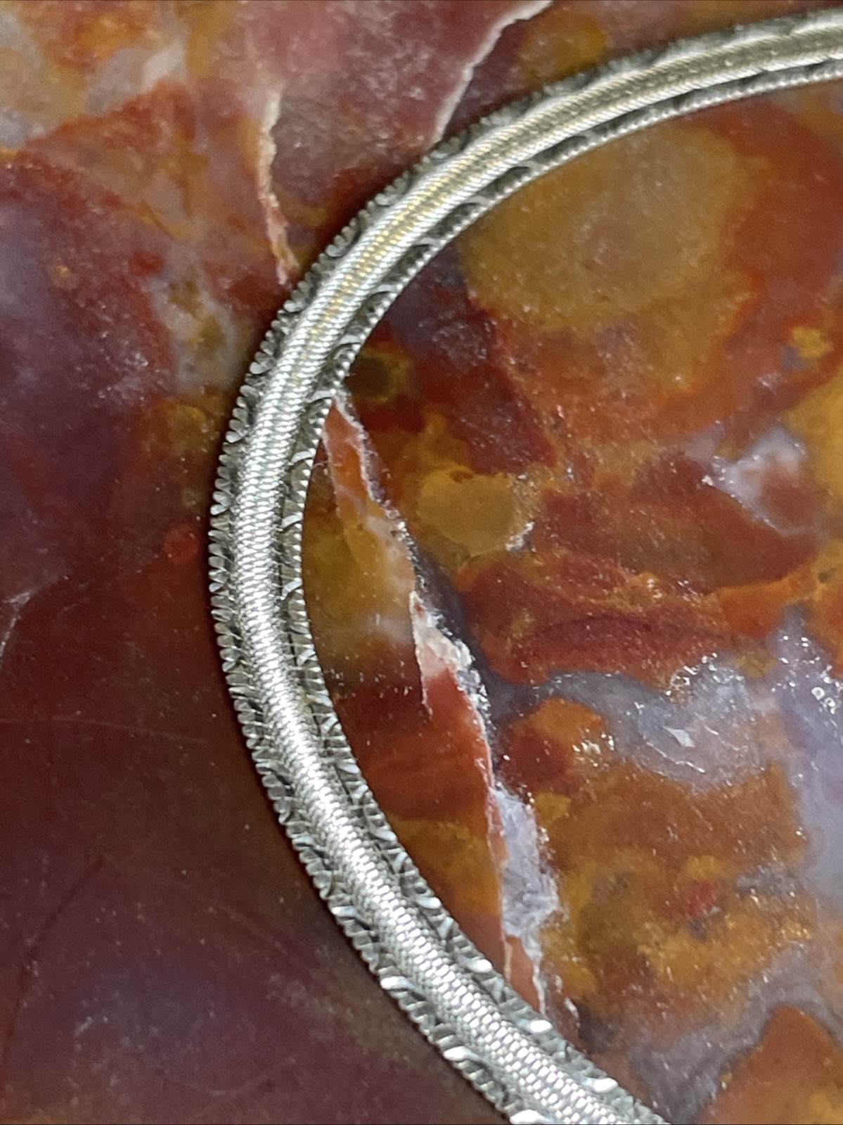 Vintage Italy Sterling Silver Textured Bracelet 7.25”