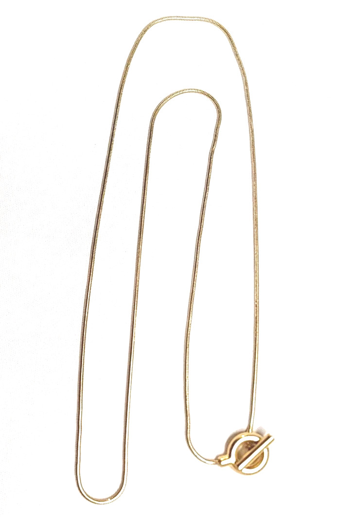 Matte Gold-Tone Snake Serpentine Chain Necklace Toggle Pendant Closure 27″ EUC