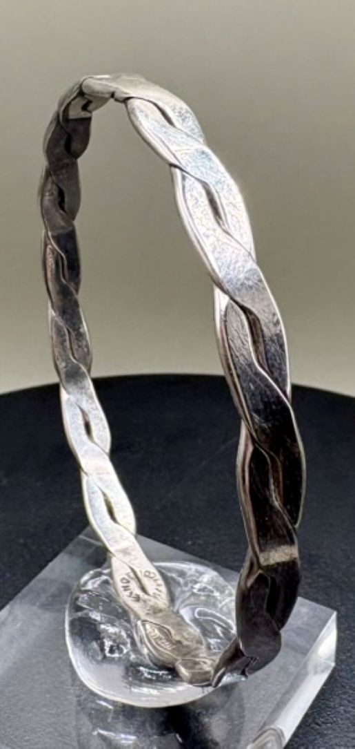 Vintage Sterling Silver Twisted Ribbon Bangle Bracelet 925 Mexico 17.9g