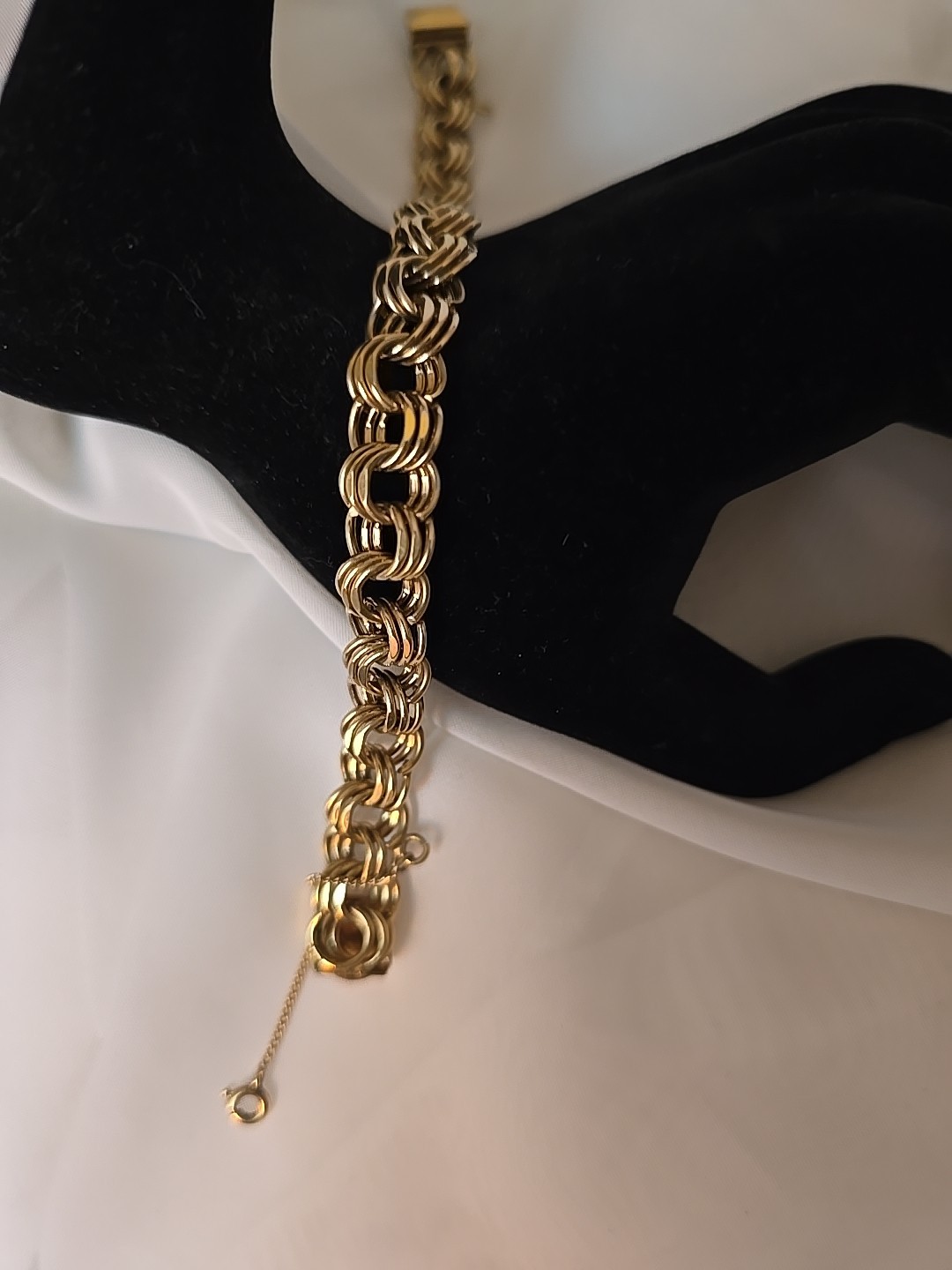 KREMENTZ Starter Charm Bracelet Triple Link Gold Overlay 7.75″