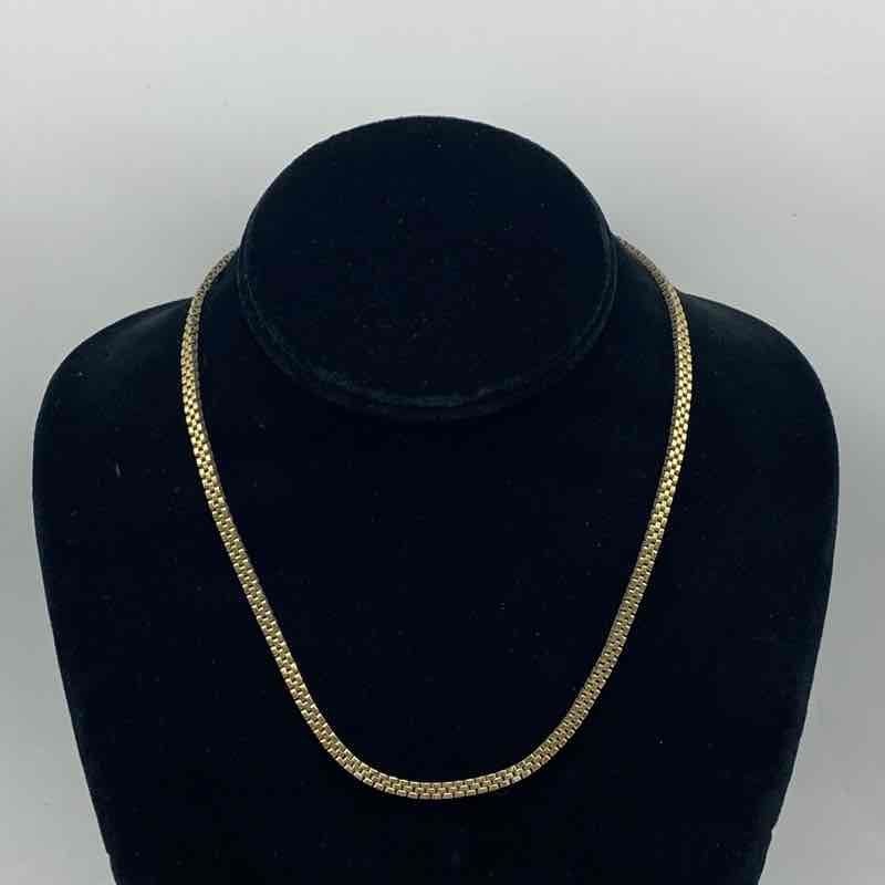 Vintage 12K Gold Filled Woven Mesh Chain Necklace 17″ 3.4mm Wide 1/20-12K