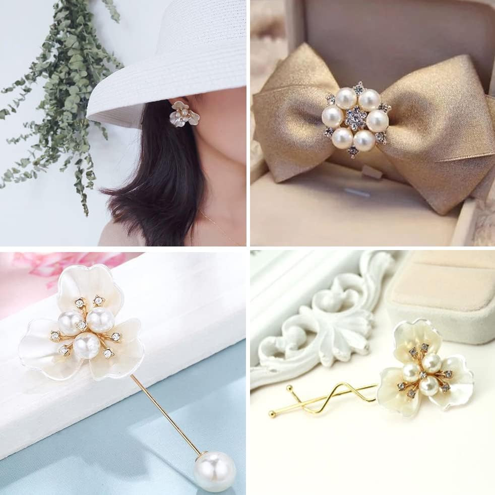 Pearl Embellishments – 21Pcs Rhinestone Buttons, Brooch, Pendants for Craft, Wed