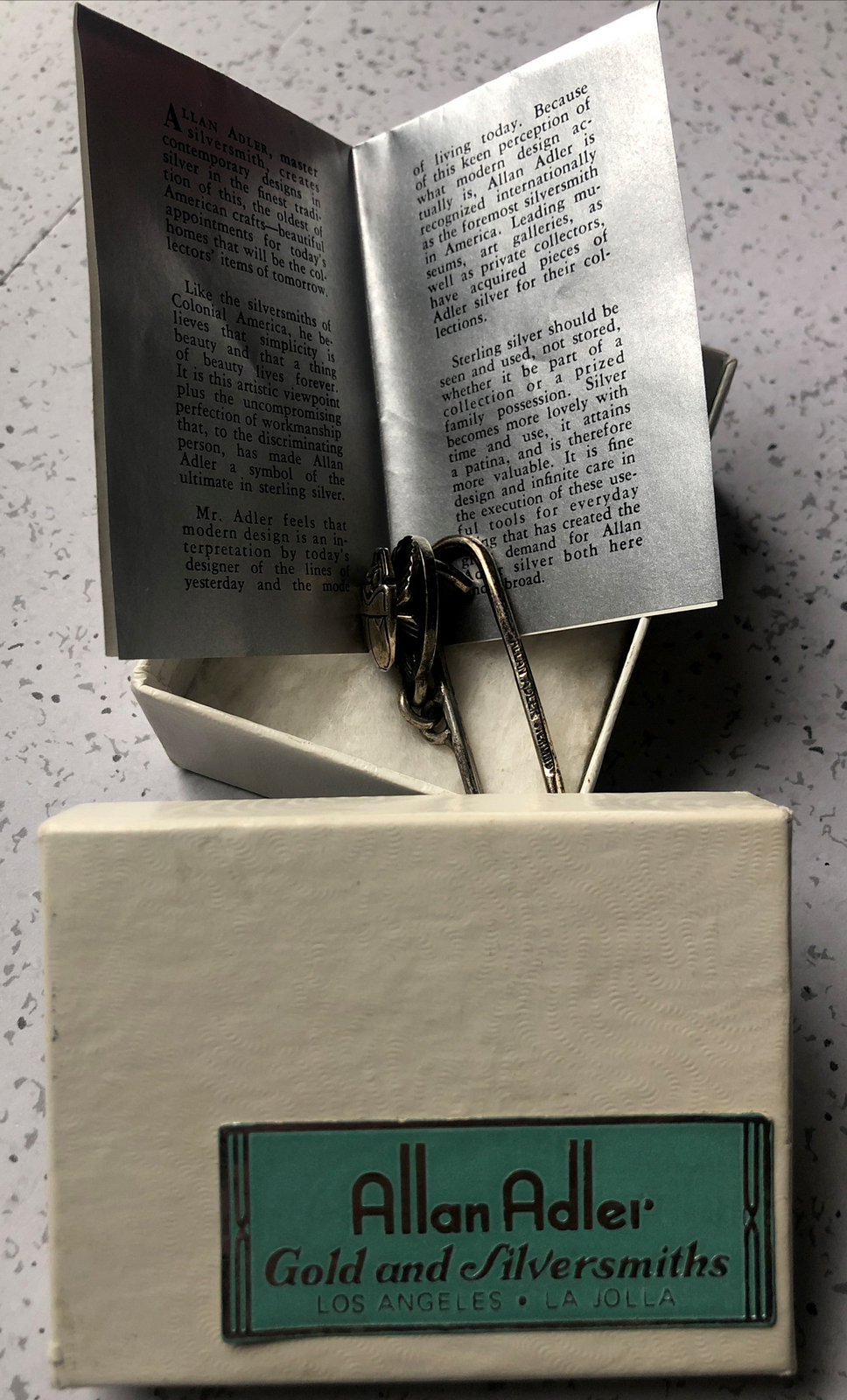 RARE ALLAN ADLER Sterling Silver Scarab Beetle PIN 1940’s (JZ)