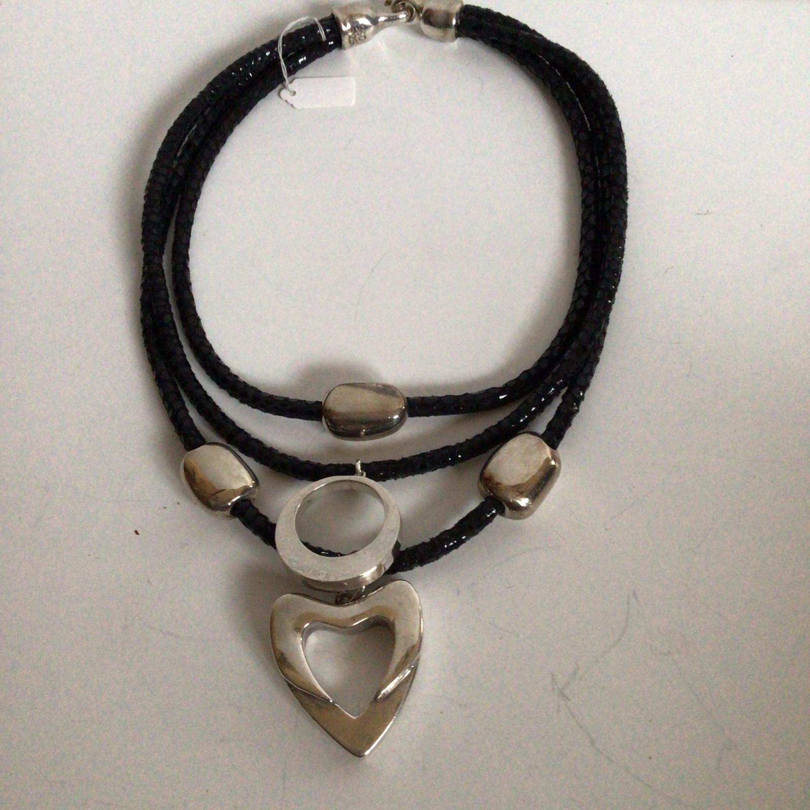 GORGEOUS SEBBAG VON MUSULIN NECKLACE PENDANTS STERLING BEAUTIFUL HEART & CIRCLE