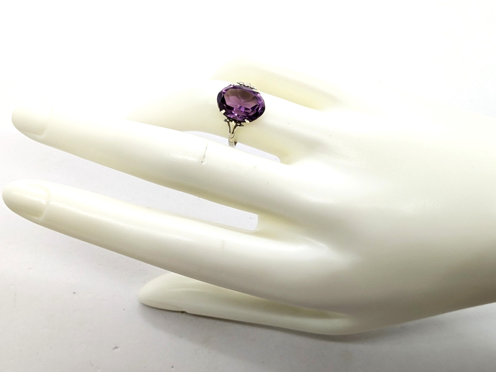 Vintage Soviet RING Silver⭐️875 Star stamp with Amethyst -size: 7US (17mm) | #73