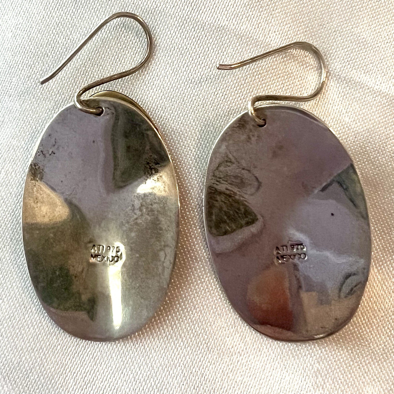 ATI 925 Mexico Brass Sterling Silver Mixed Metal Modernist Drop Earrings 2”/10g