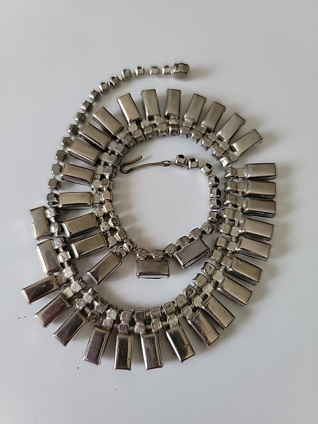 Vintage Juliana Style Black Clear Rhinestone Collar Necklace 13-15″L Read