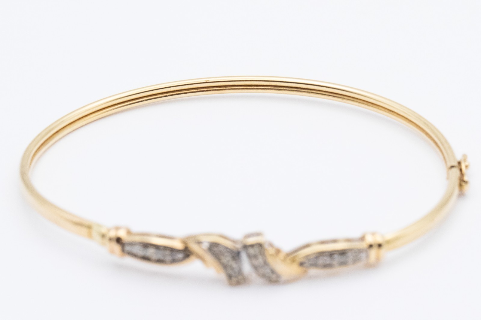 10K Yellow Gold Two Tone Hinged Bangle Bracelet 6g Vintage