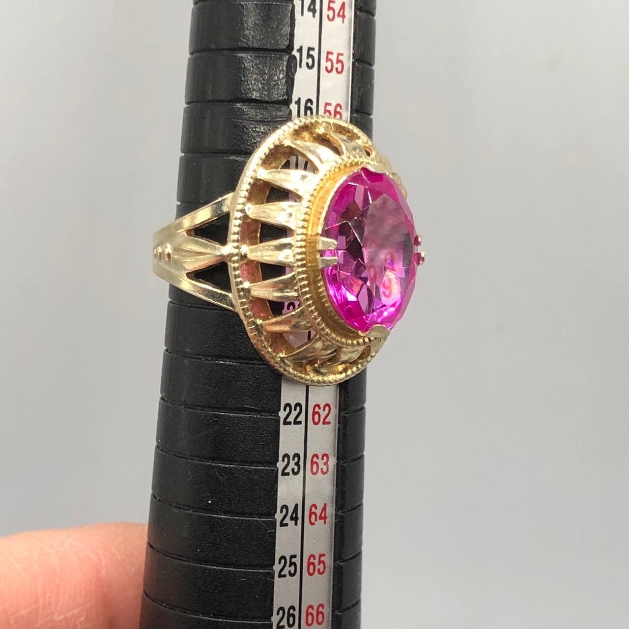 Vintage Gilt Soviet Ring Silver 875 Women Jewelry
