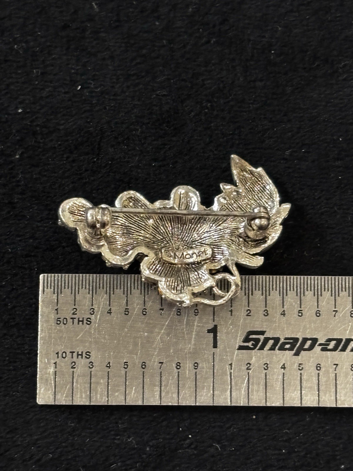 Vintage Monet Grape Cluster Brooch Rhinestone Berry Gold Tone Signed 1.25”