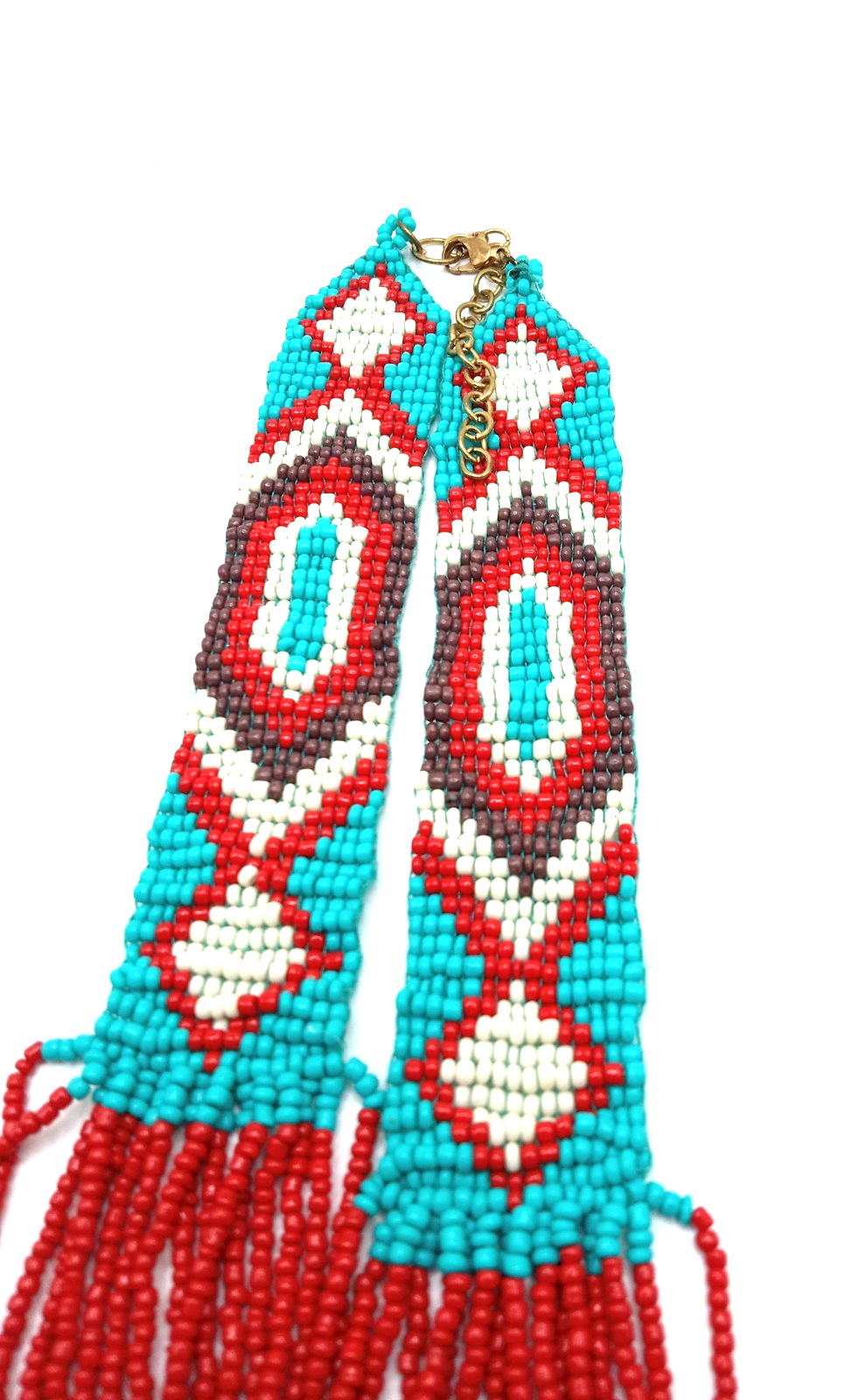 Vtg Native American Seed Bead Necklace Waterfall Style Bonus Seed Bead Bracelet