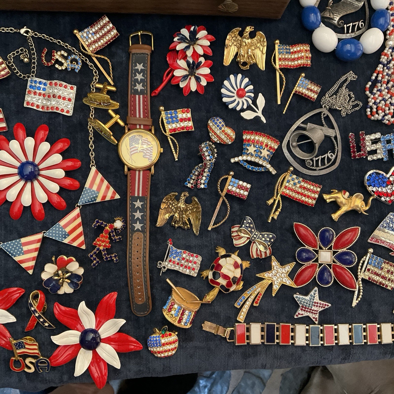 Vintage Lot Patriotic Forth Of July Red White Blue Jewelry Sarah C Monet Emmons