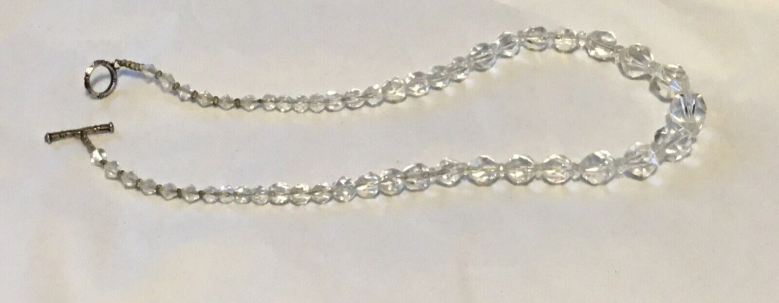 VTG Crystal Necklace Clear Sparkling Graduating Size Beads 19 3/4″ L