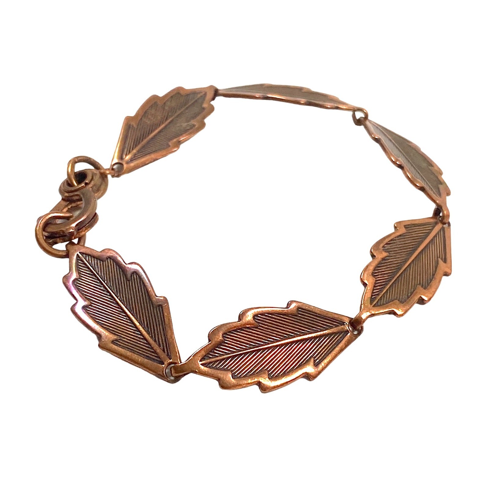 Vintage Copper Bracelet 8” Western Oak Leaf Link Bohemian Indie Cowgirl Gift