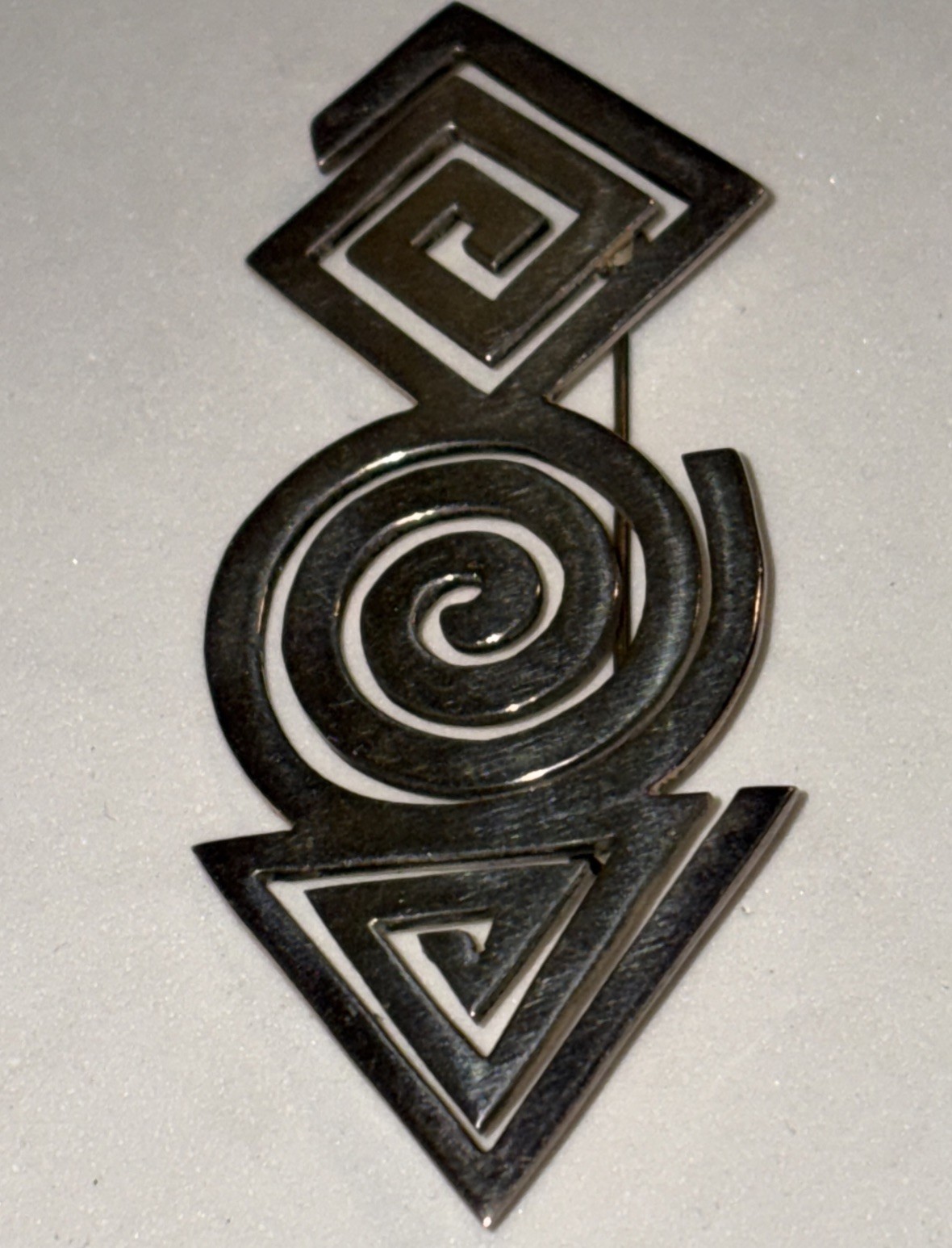 Vintage Dominique Dinouart Mexico 925 Sterling Silver Unique Design Brooch 13g