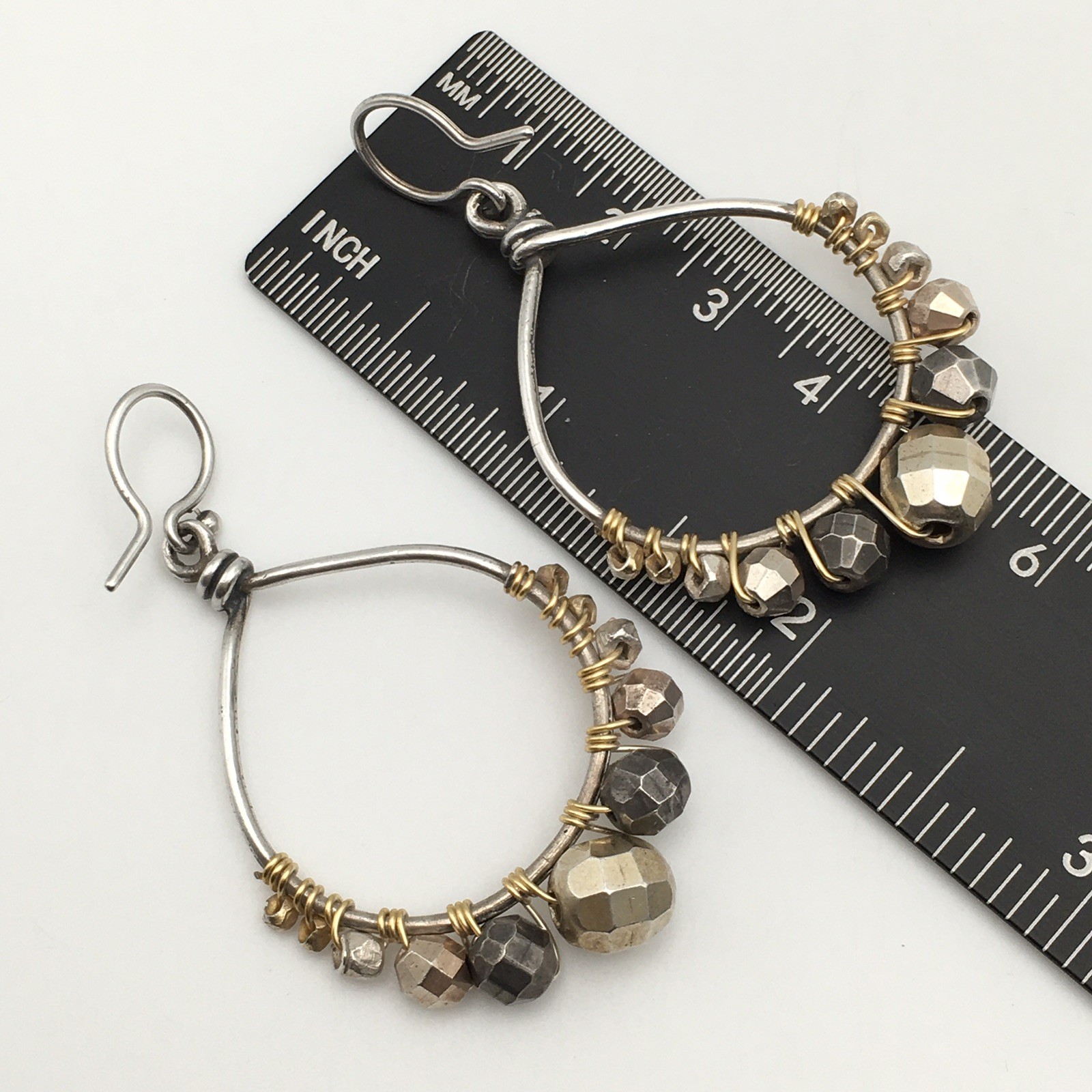Vintage Sterling Silver Beaded Teardrop Hook Dangle Earrings 925 Tested 9.3g #10