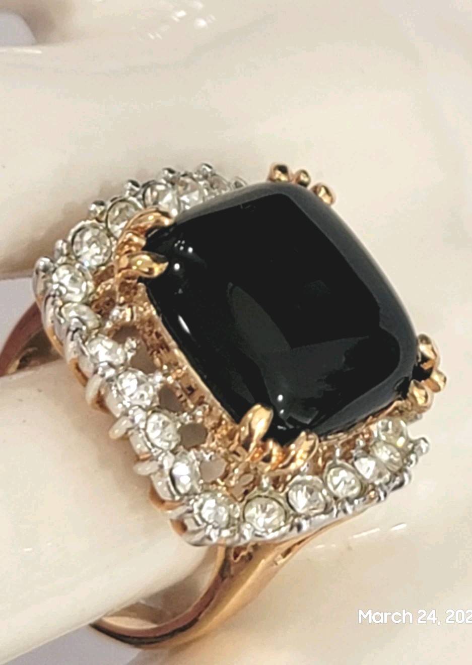 Unworn Vintage Merlite 14K Dura-Klad Gold Electroplate Cocktail Ring SIZE 9