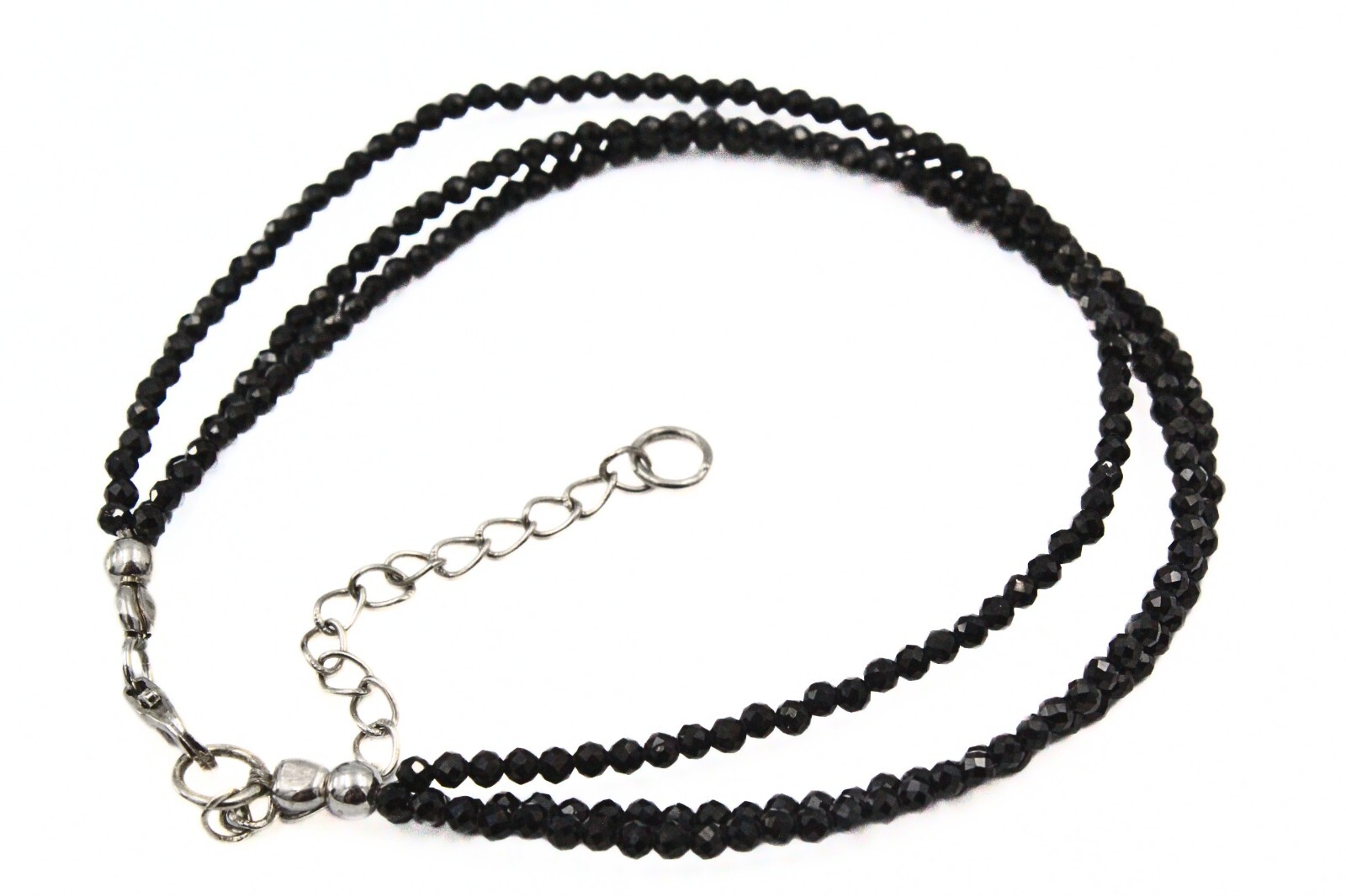 BBJ Signed Triple Strand Black Glass Sterling Silver HSN Bracelet