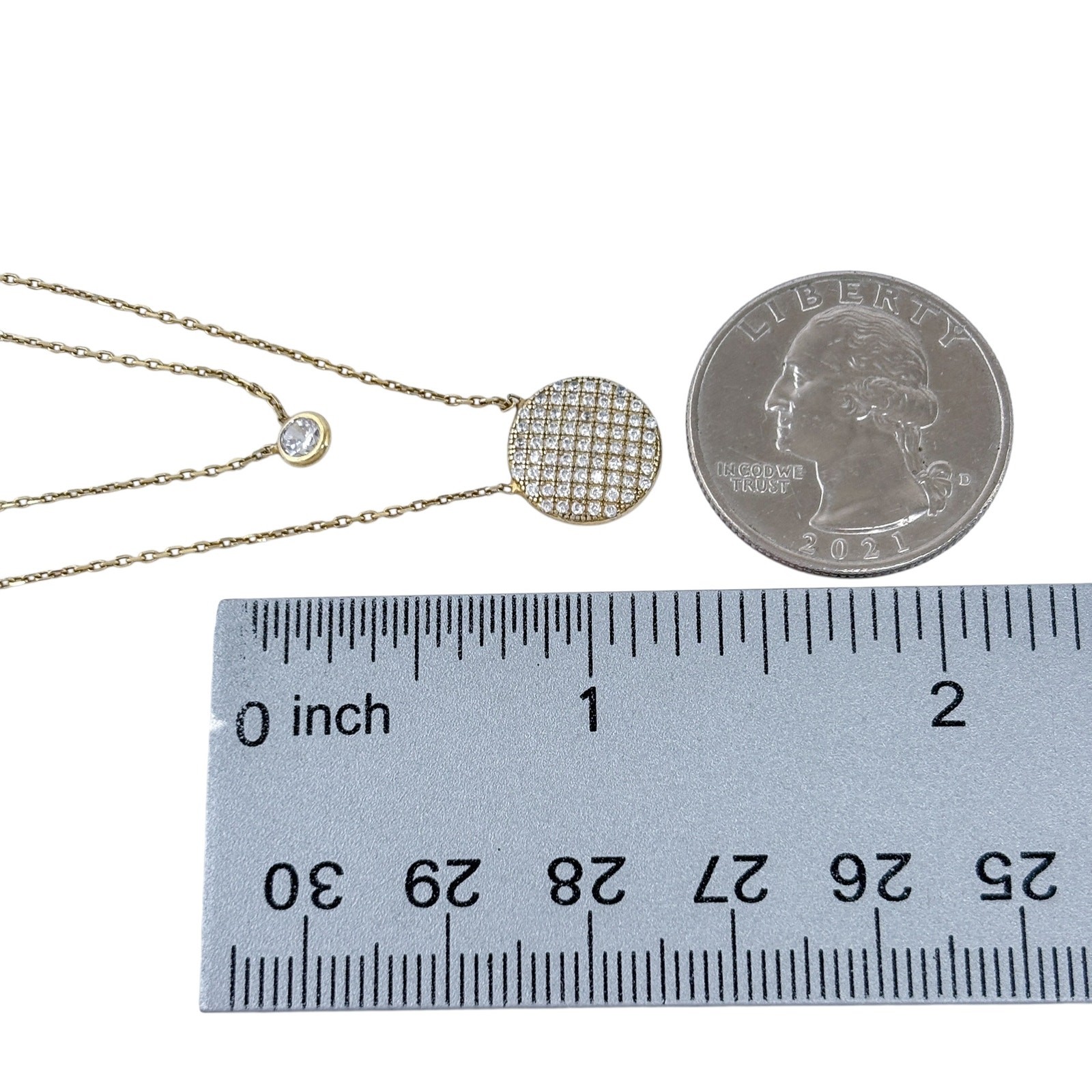 Vintage Gold-Tone Sterling Silver 925 Layered Cubic Zirconia Necklace 13.5″-15″