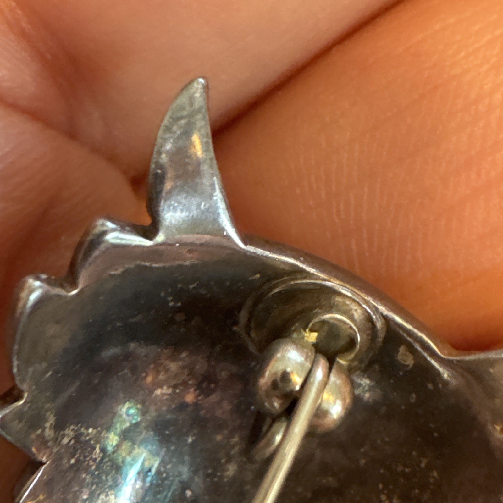 Vintage TAXCO 980 Silver Owl Bird Brooch Pin Mexico Maya Enamel Whimsical Boho