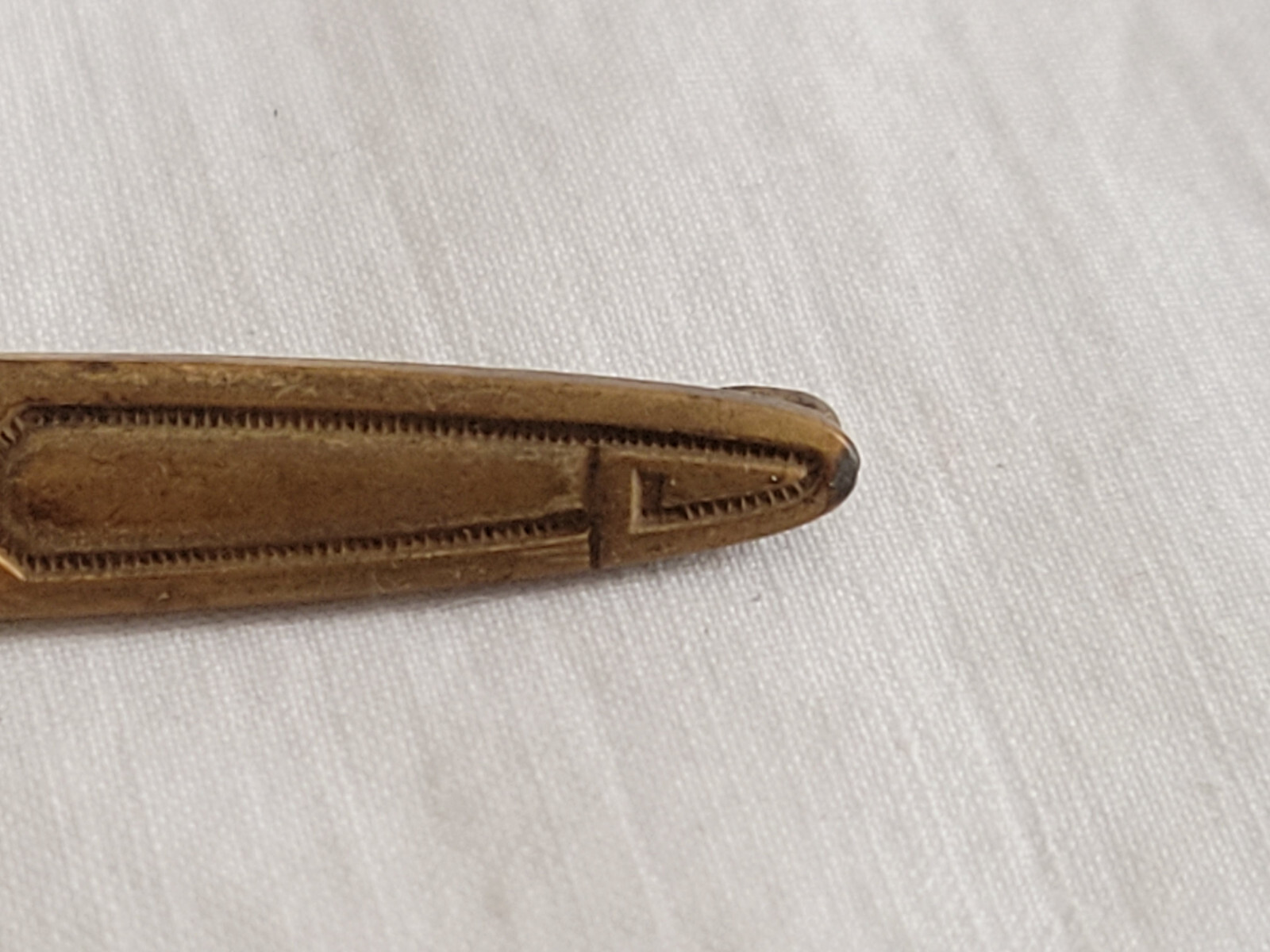 Vintage Art Deco Geometric Pattern Solid Brass Bar Pin Safety Pin Clasp 2.25″ L