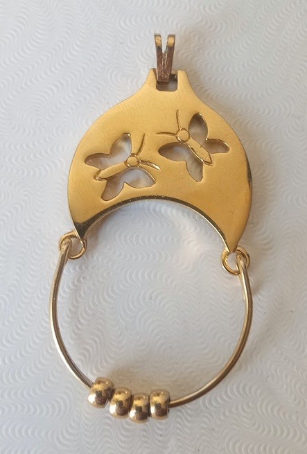 Vintage Monet Gold Tone Charm Holder Pendant Butterfly Design and 4 Spacer Beads