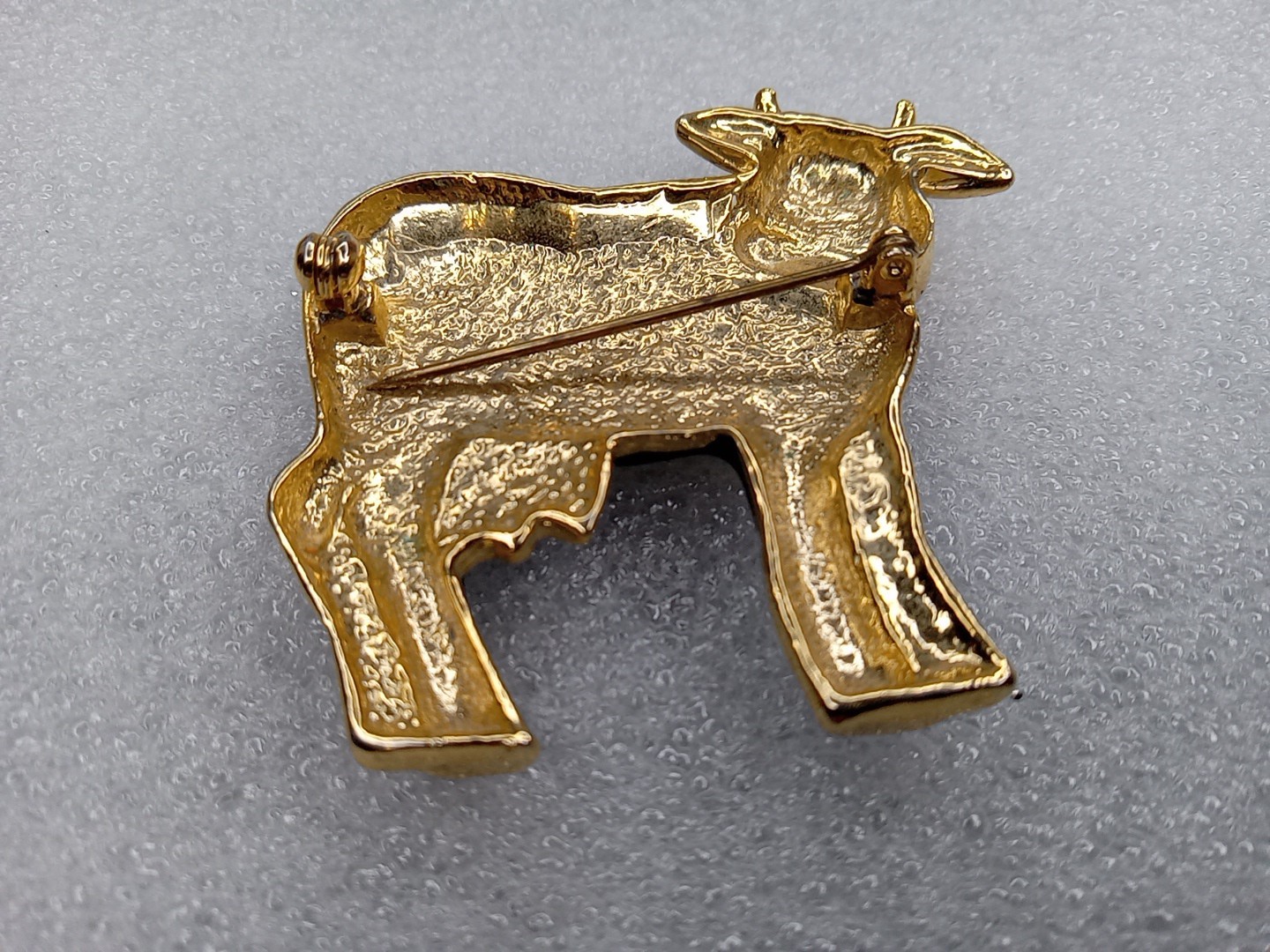 Vintage Holstein Cow Brooch Pin Gold Tone Black White Farm Animal
