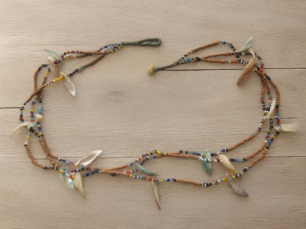 Beautiful Vintage Tribal Bead Cut Shell Bohemian Necklace