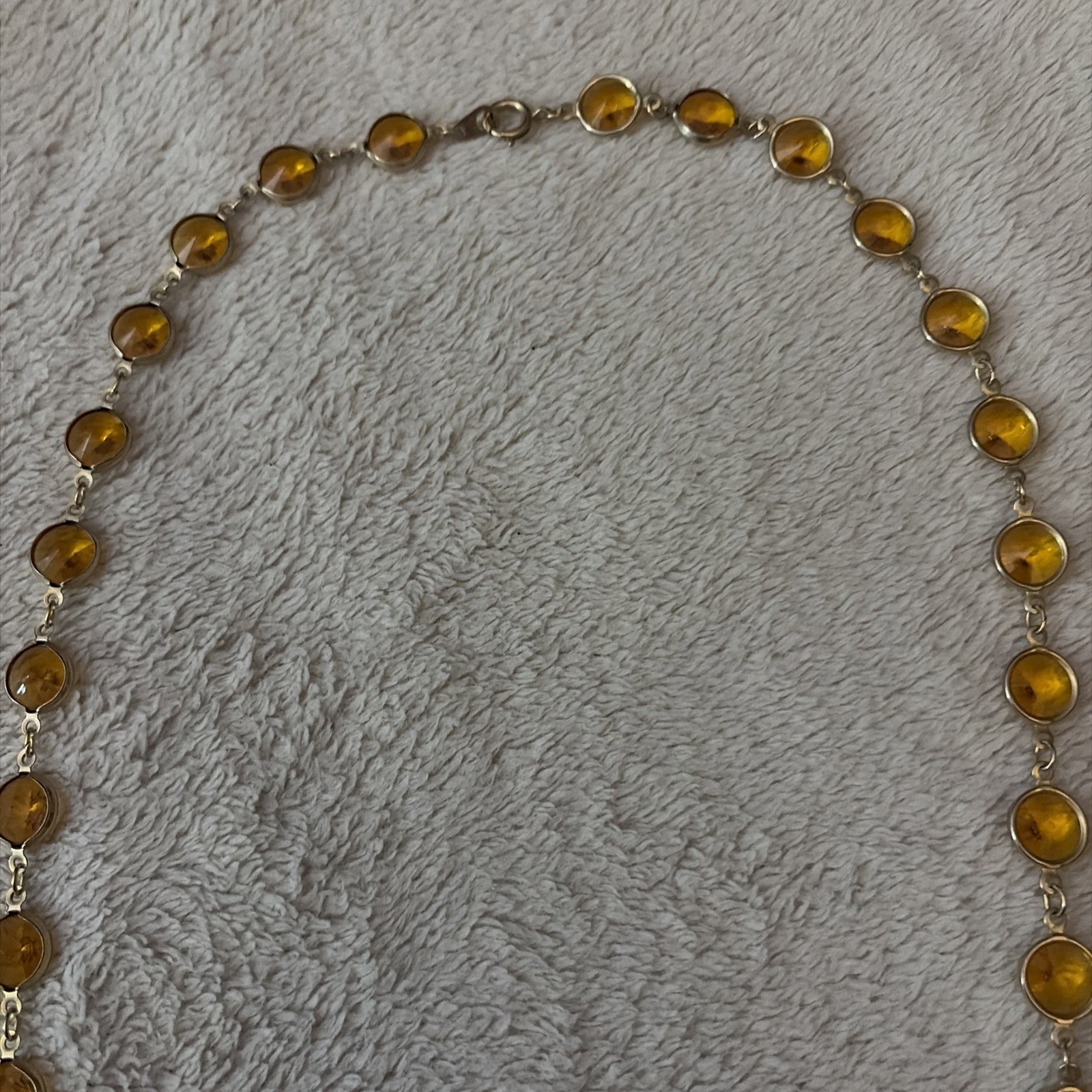 Bezel Set Amber Honey Crystal Gold Tone Necklace