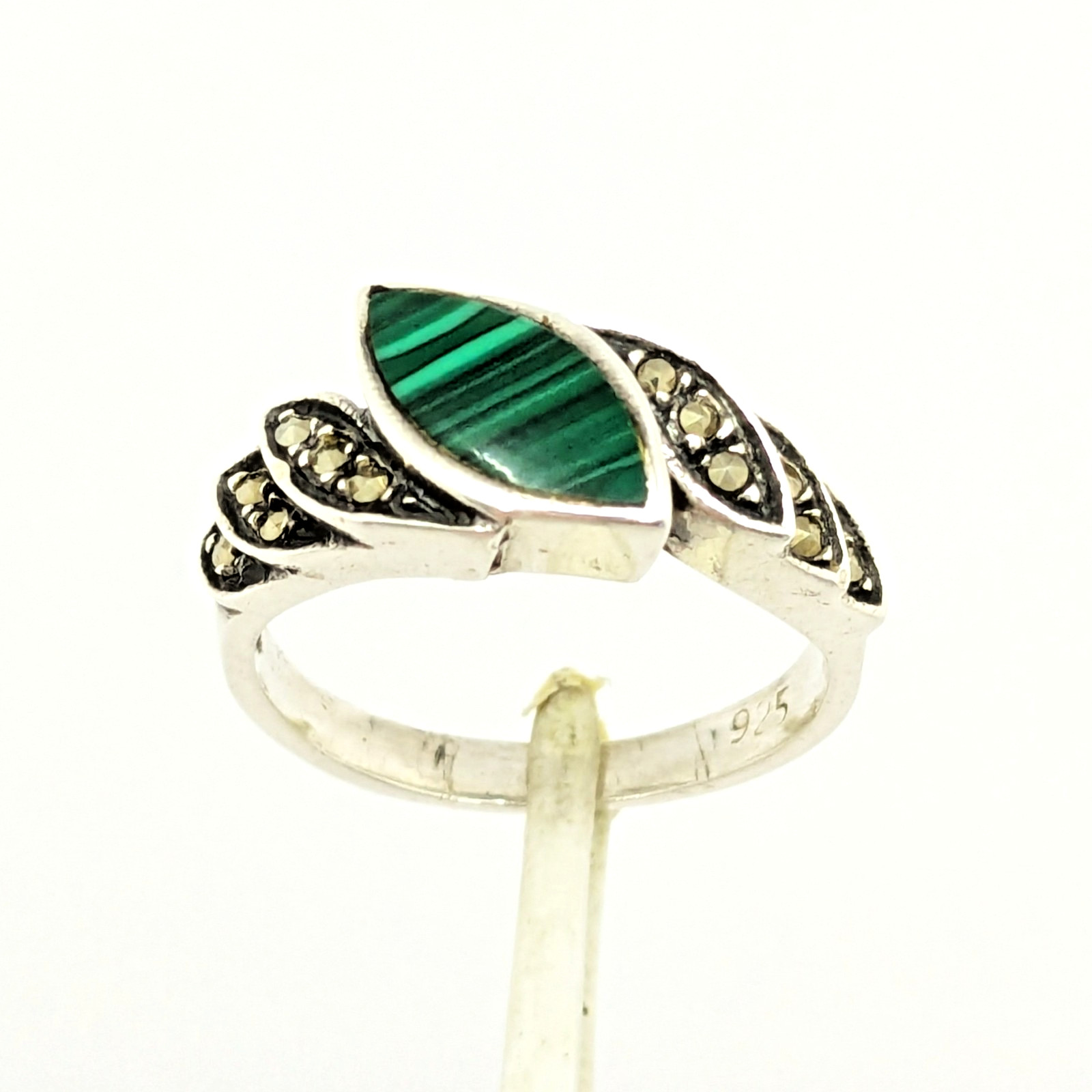 Vintage Elegant RING Silver 925 with Malachite stone -size: 7.25US (17.5mm)| #30