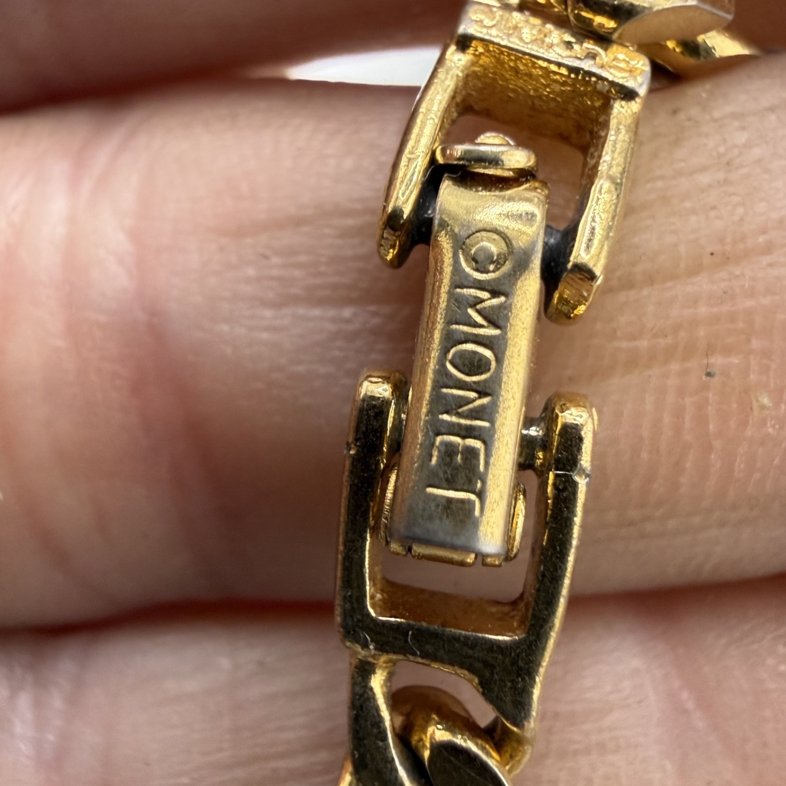 Vintage Monet Necklace Figaro Gold Tone Chain 16”