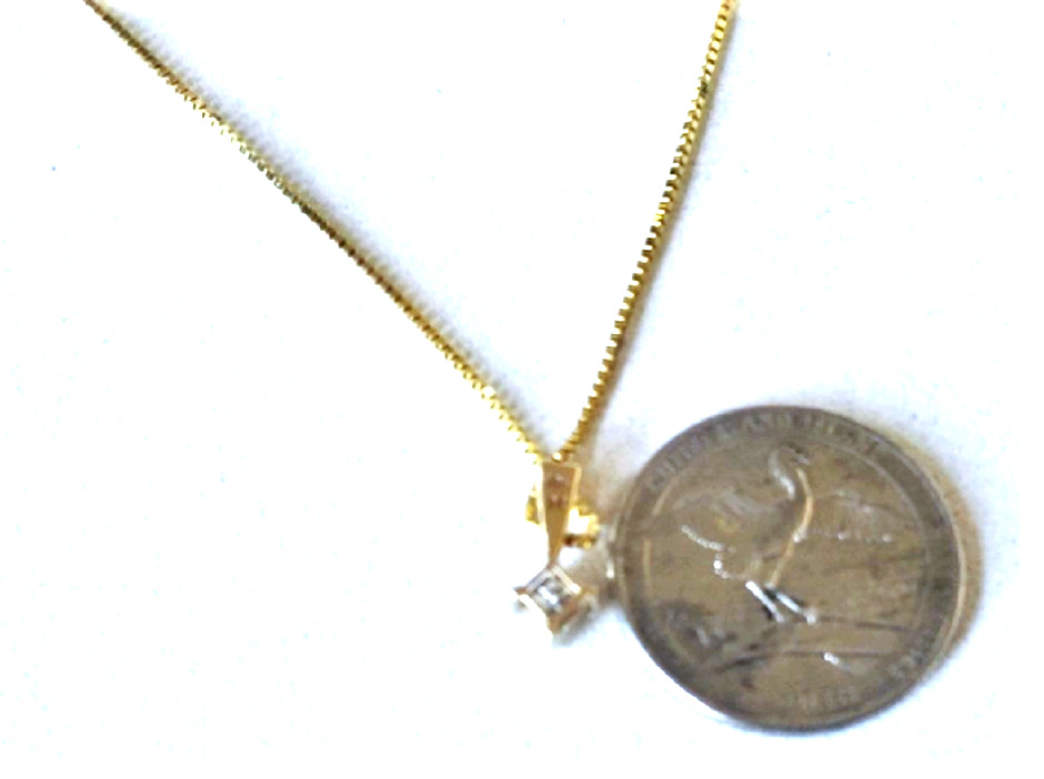 Vintage 10K Yellow Gold 1.2 Ct Square Cut 4-Diamond Pendant Necklace Lot 18″ NWT