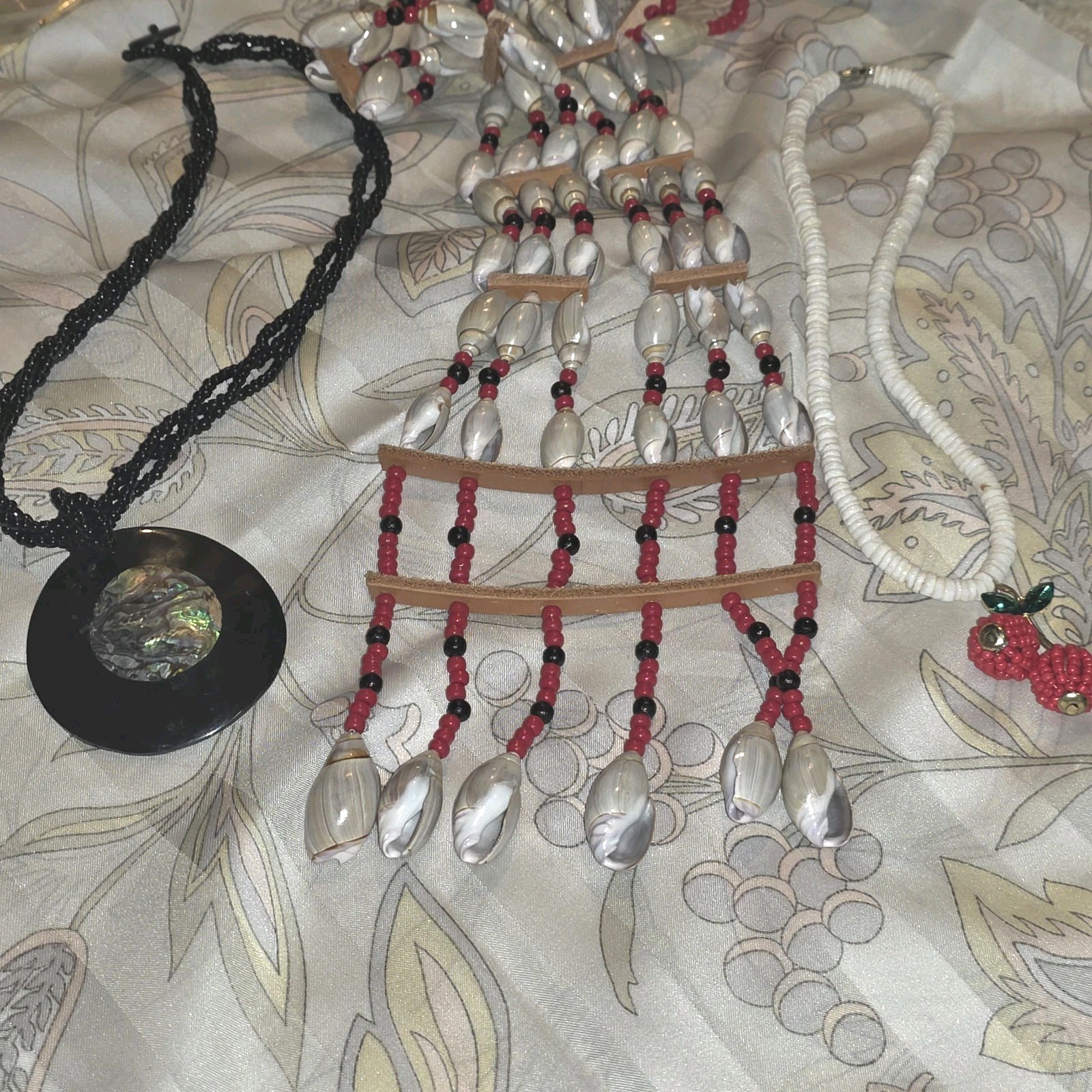 Vintage Unique Beaded Seashell And Puka Shell Jewelry 3 Necklace