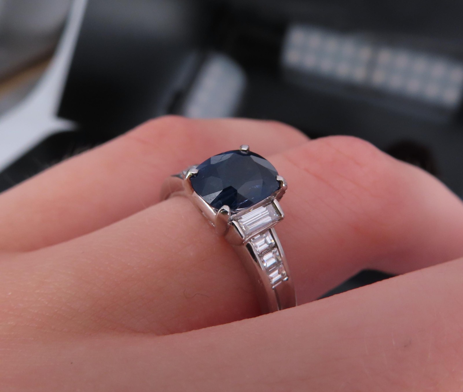 1.89ct GIA Burma No Heat Blue Sapphire & 0.54ct Diamond Platinum Ring Size 7.5