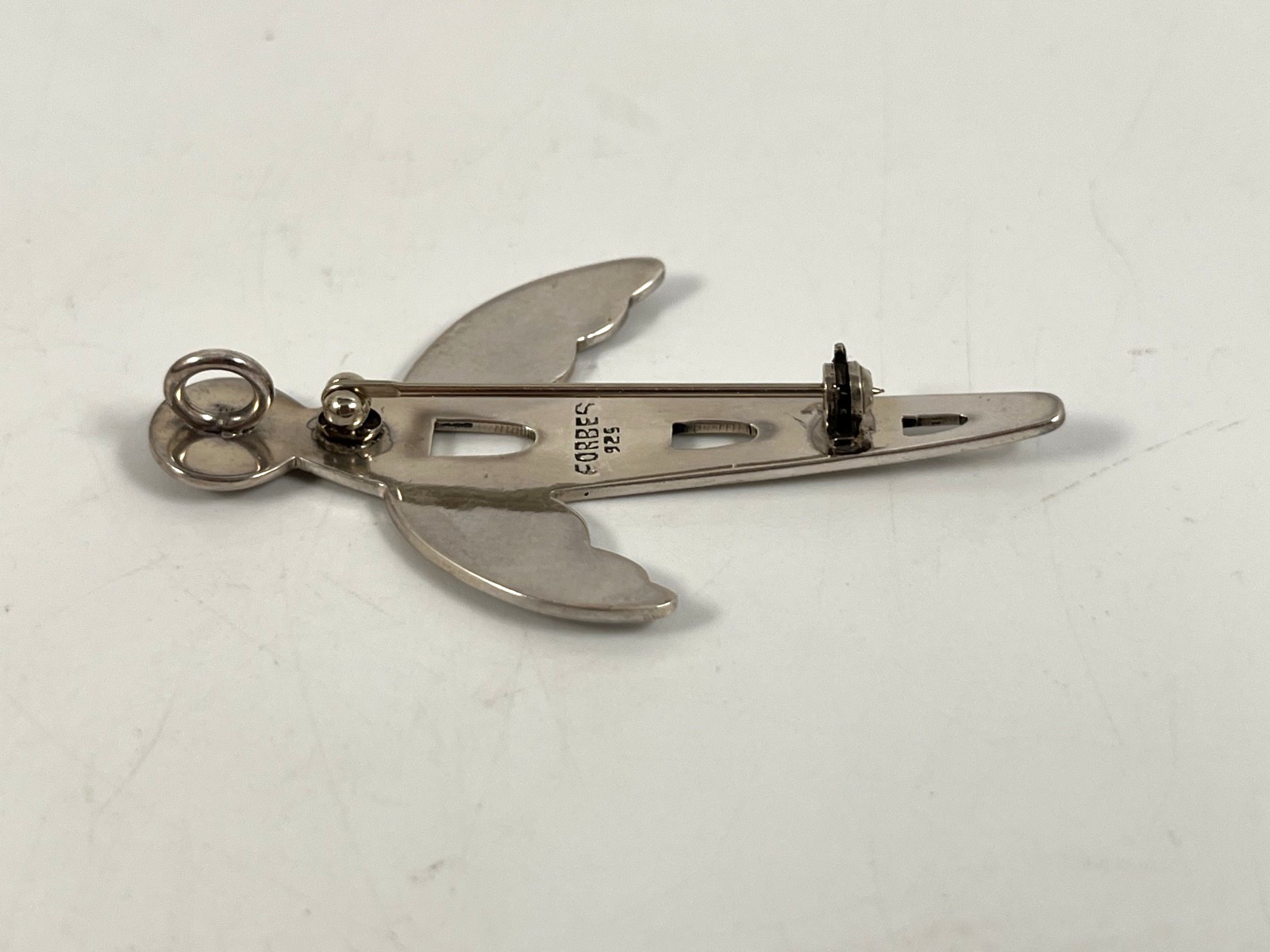VINTAGE FORBES STERLING SILVER MODERNIST TUNDERBIRD PENDANT PIN BROOCH