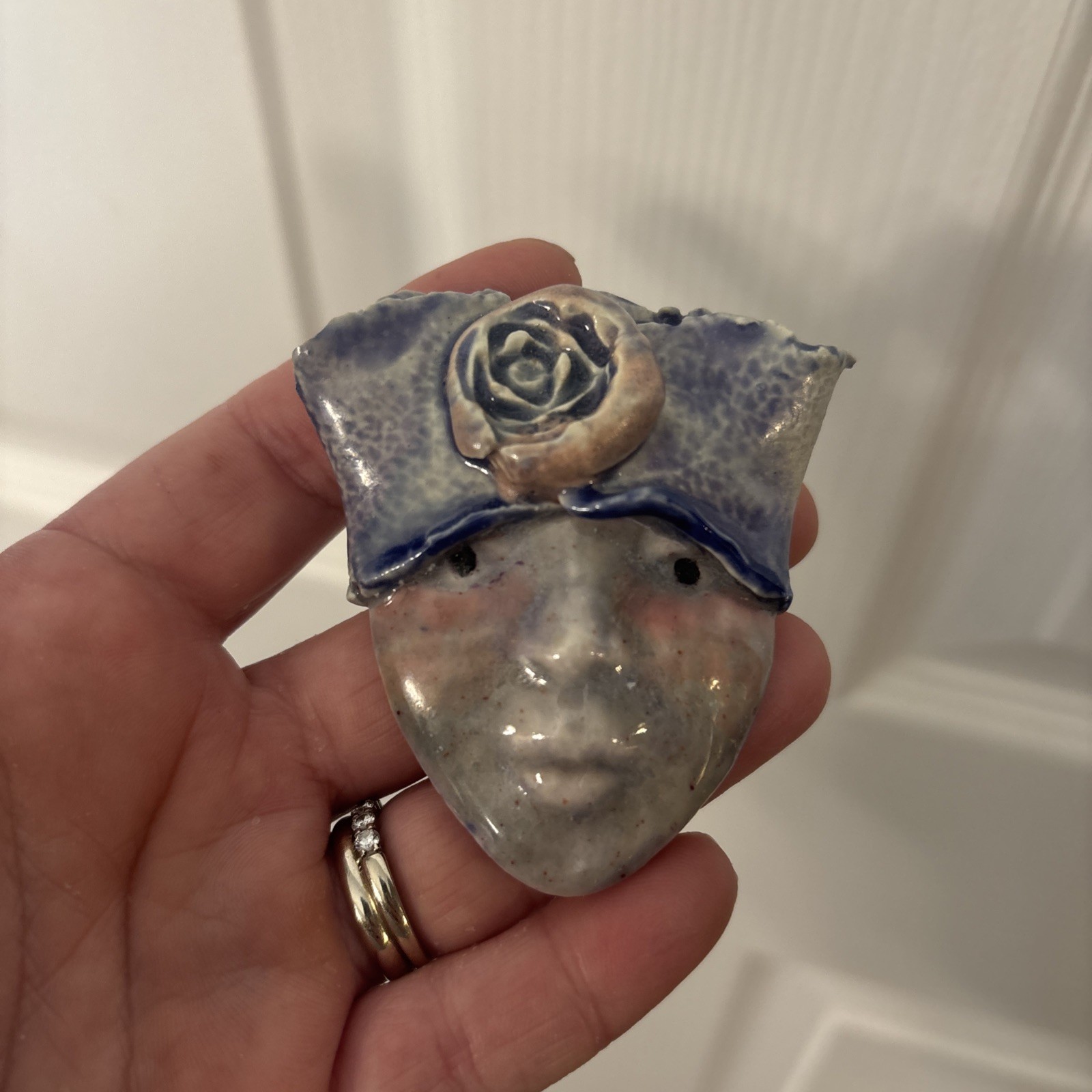antique hand painted porcelain brooch woman’s Face Can Also Wear As Pendant