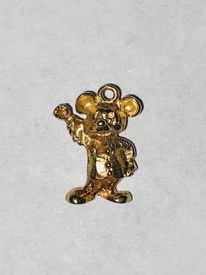 Vintage mid-century 14k yellow gold Disney charm/pendant features Micky Mouse