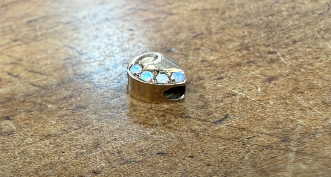 Antique Victorian Era 14k Yellow Gold & Opal Slide Pendant Charm