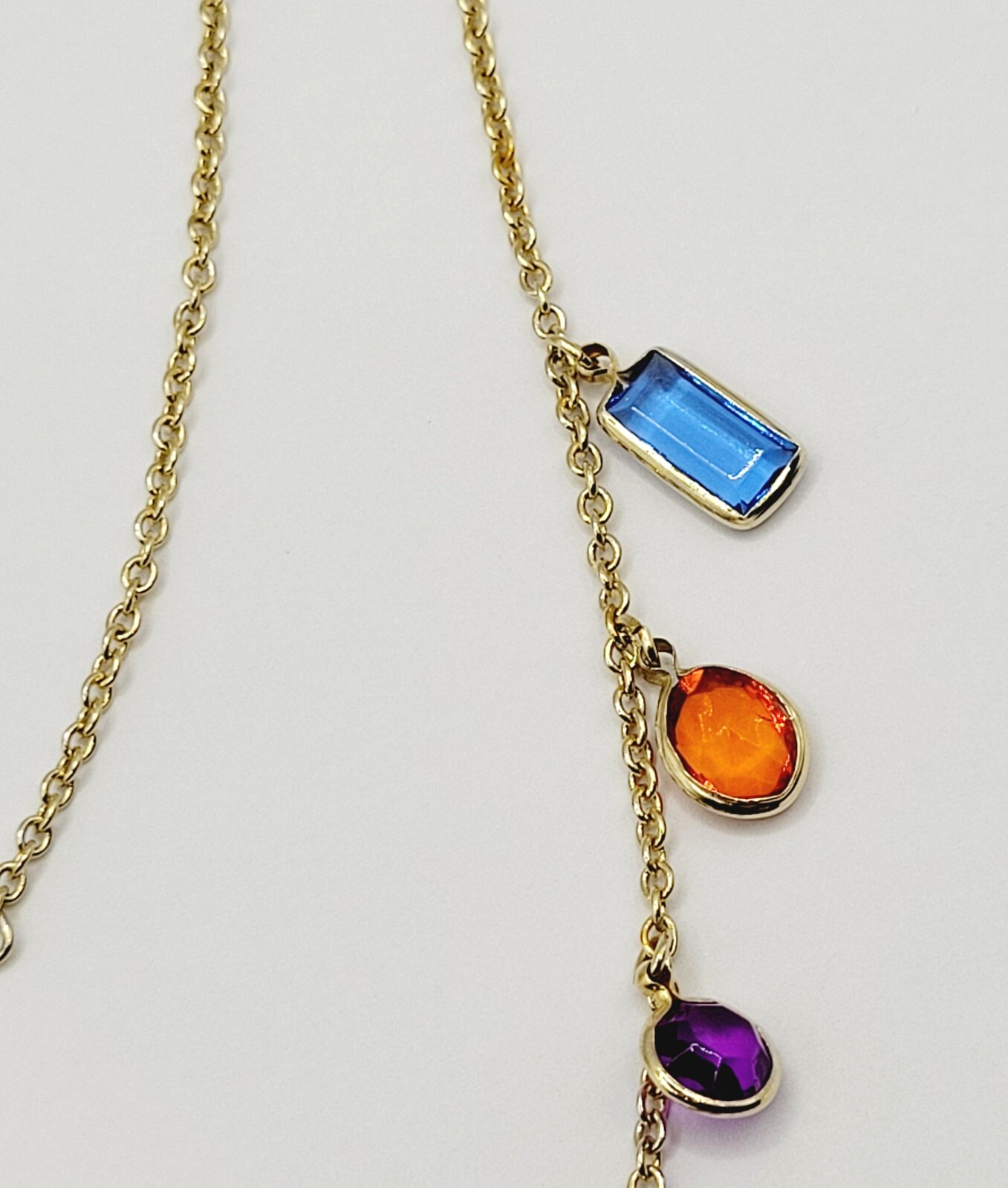 Rainbow Colors Acrylic Charm Station Bead Gold Tone Vintage 1980s Necklace Korea