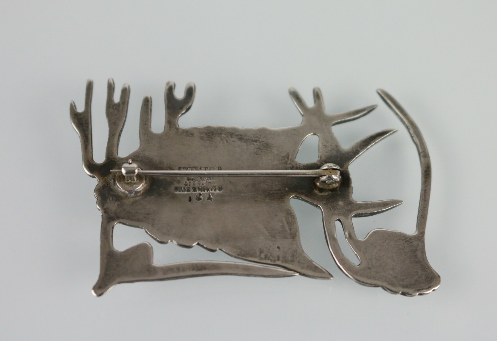 Vintage Los Castillo Taxco Mexico Sterling Silver Pin Brooch ~ Fish Aquarium 164