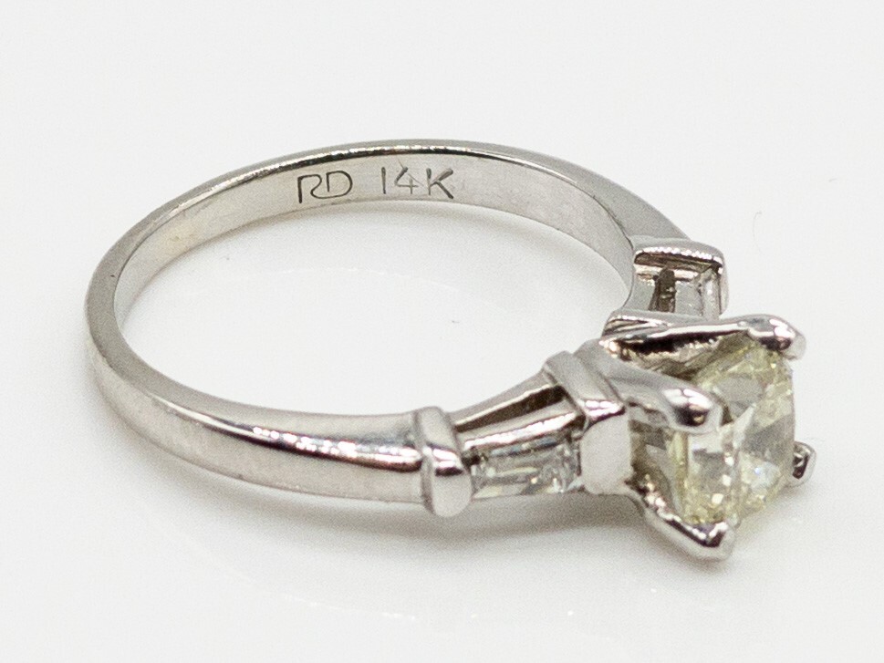 Estate $6000 GIA CERTIFIED Fancy Yellow Cushion Cut Diamond 14k White Gold Ring