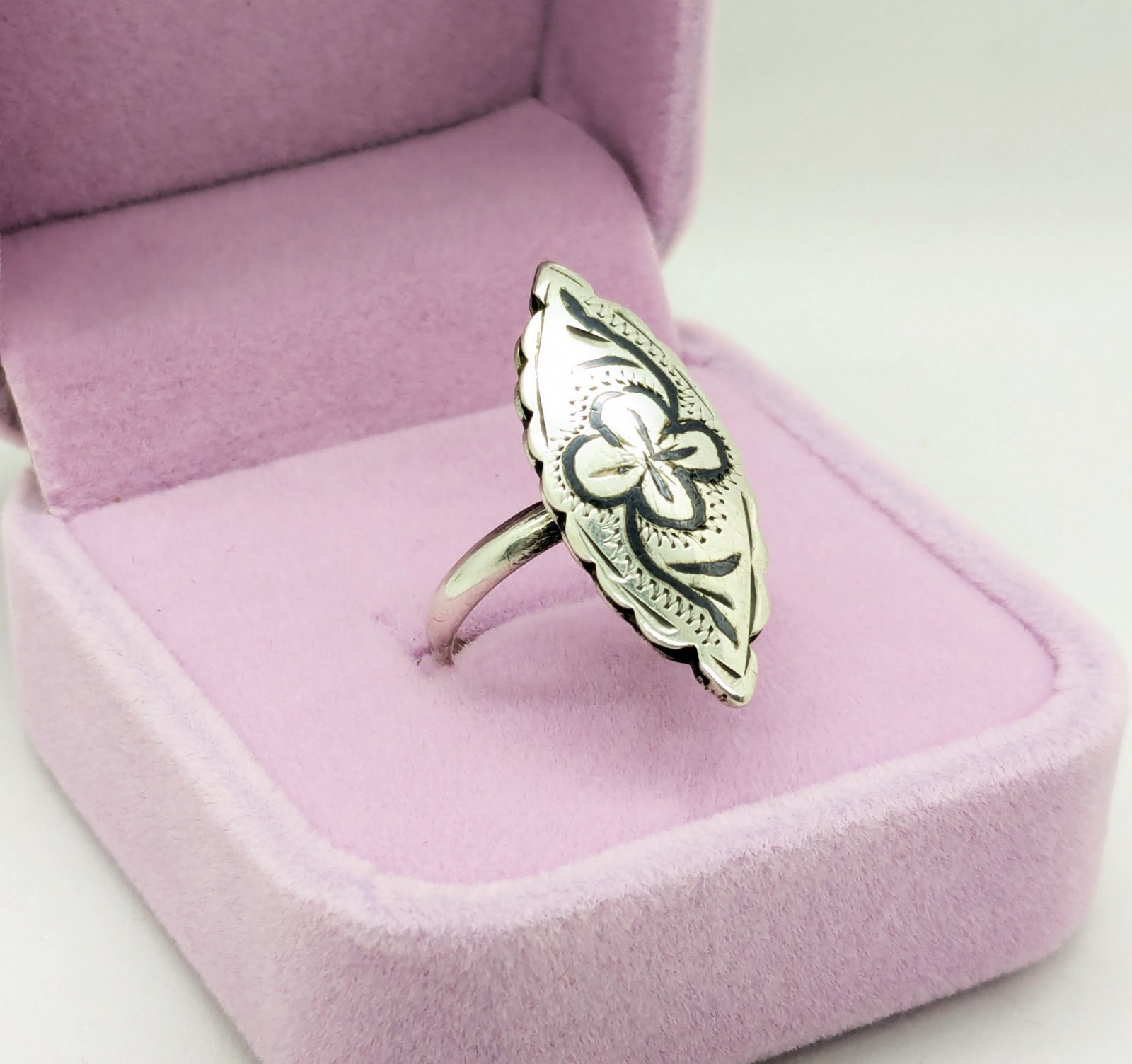 Vintage RING Silver⭐️925 stamp Star USSR with Blackening -size: 7US (17.5mm) #20
