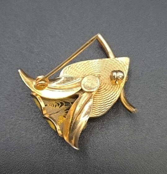 Vintage Signed CW 12K Gold Filled, Filigree Owl Pin Brooch