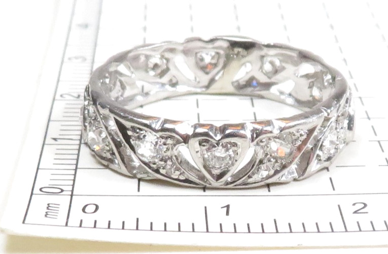Antique Deco Unisex Diamond Eternity Wedding Band Plat Size 8.75 UK-R EGL USA